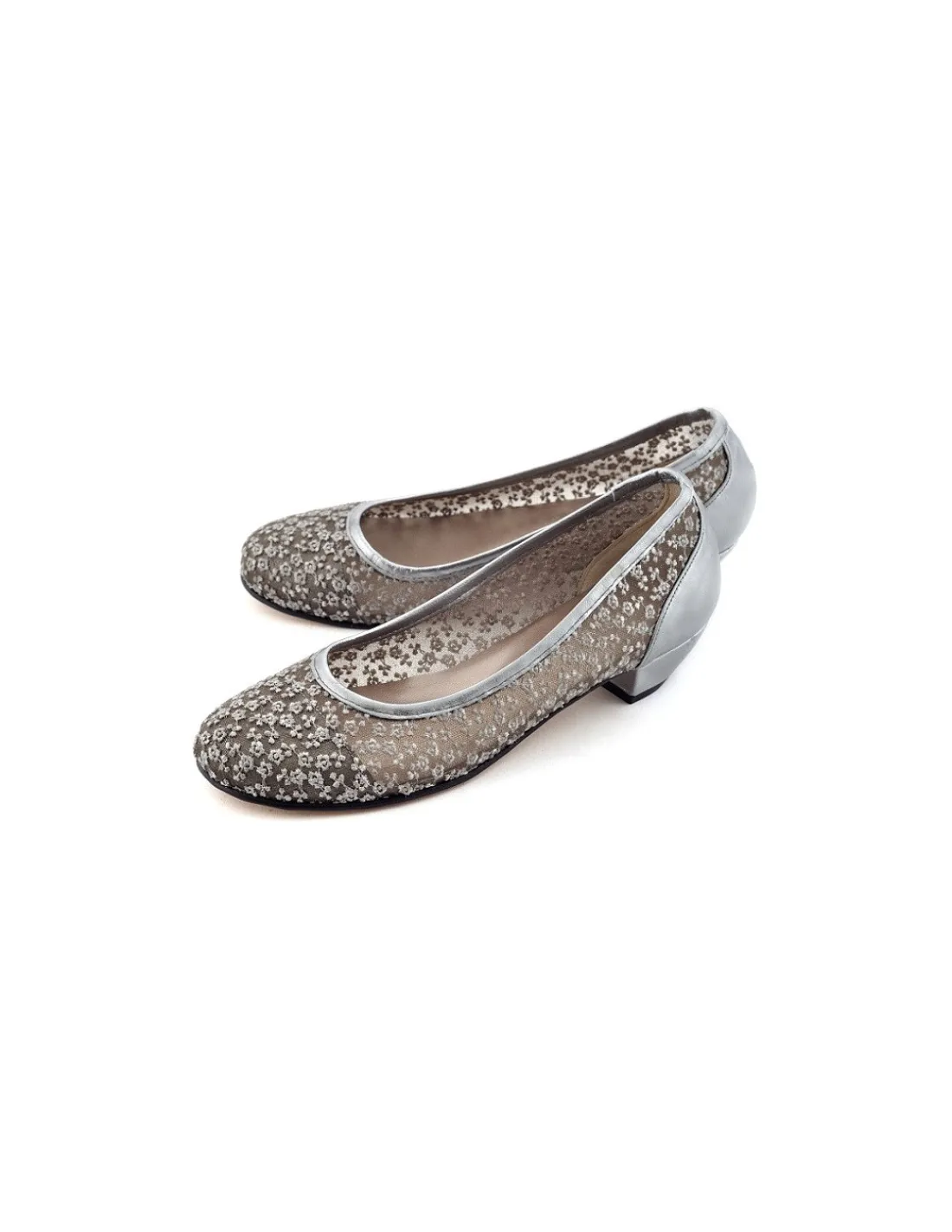 Damskie Adrian Vidal baleriny, srebrne metaliczne z rety i naturalnej skory