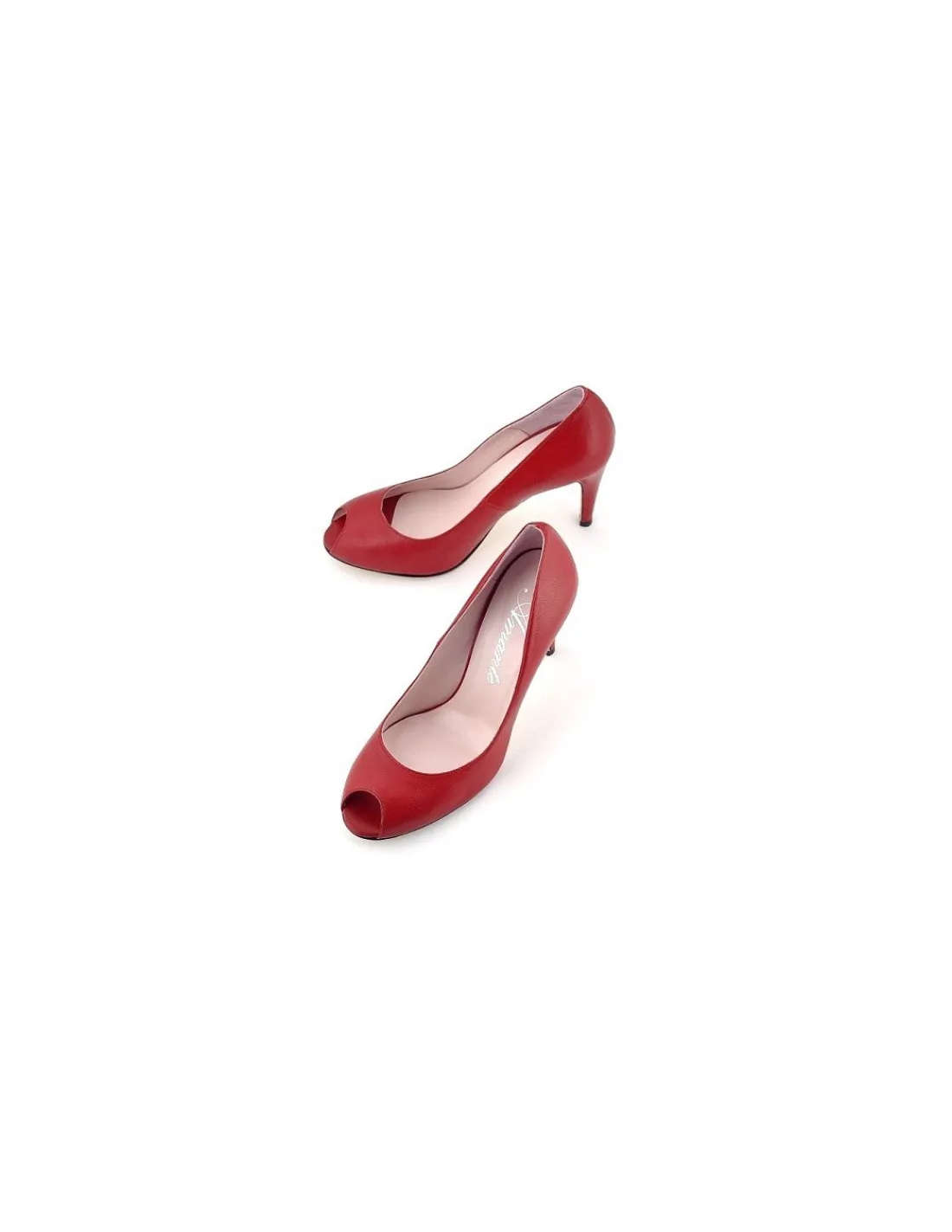 amante__czolenka_czerwone_2.webp Damskie Amante czolenka, czerwone szpilki z koziej skory na stabilnych obcasach i open toe