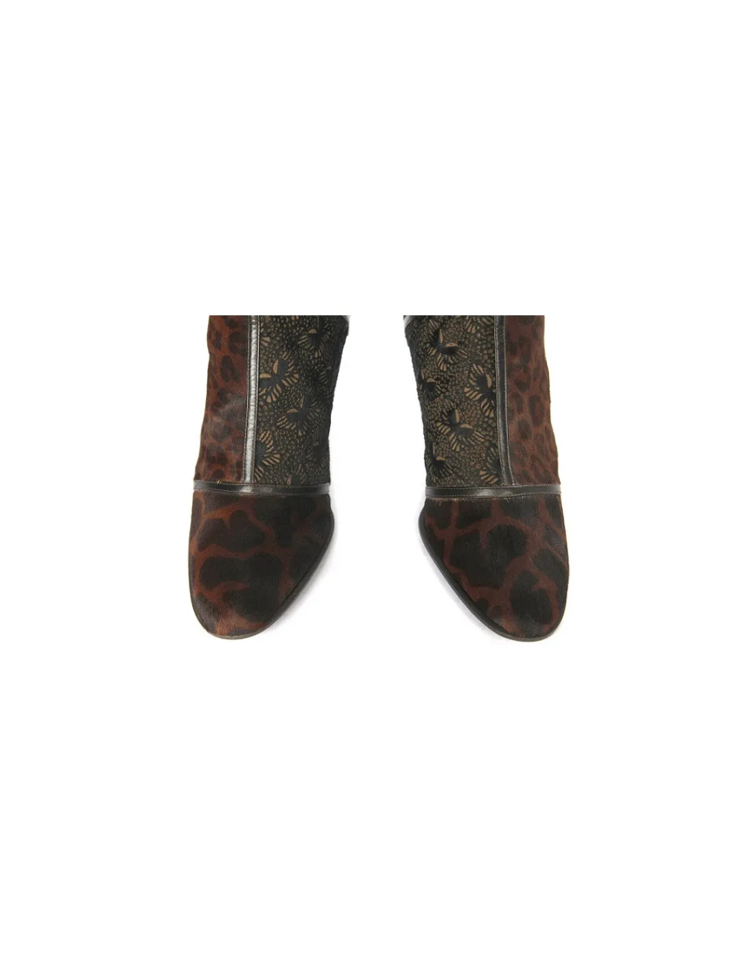 antonio_barbato_kozaki_na_4.webp Damskie Antonio Barbato kozaki na obcasach z naturalnej skory brazowej z zachowanym wlosiem, jak patchwork