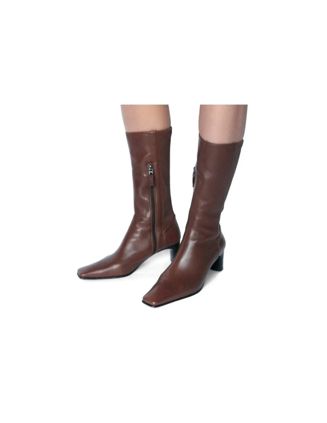 Damskie Baldan kozaki, botki skora nappa w kolorze jasnego brazu na wygodnych obcasach