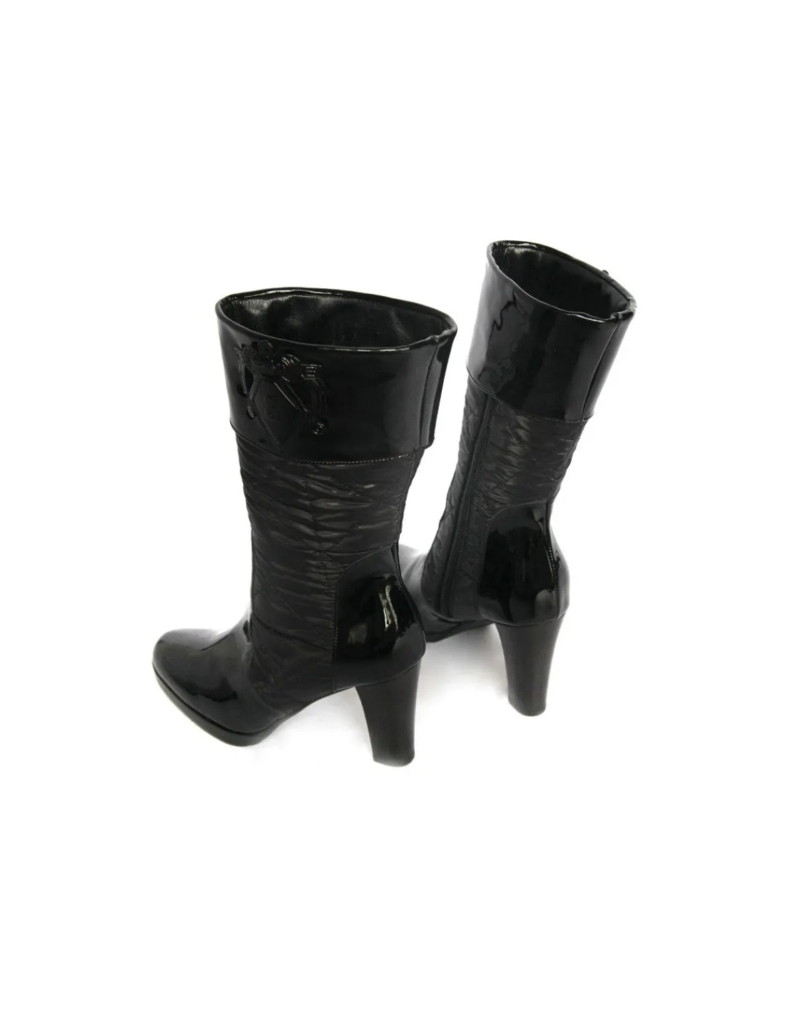 baldinini__botki_z_lakier_2.webp Damskie Baldinini botki z lakierowanej naturalnej skory i pikowanej tkaniny na obcasach i z platforma