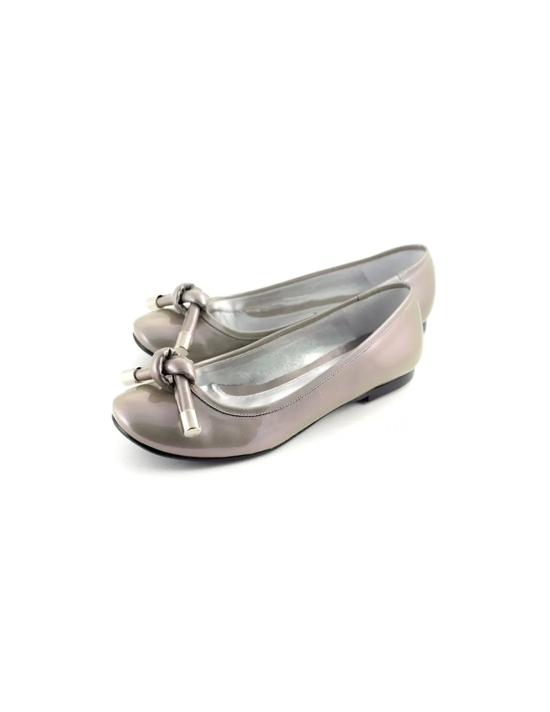 Damskie Baltarini baleriny z wezelkiem z miekkiej lakierowanej perlowej skory