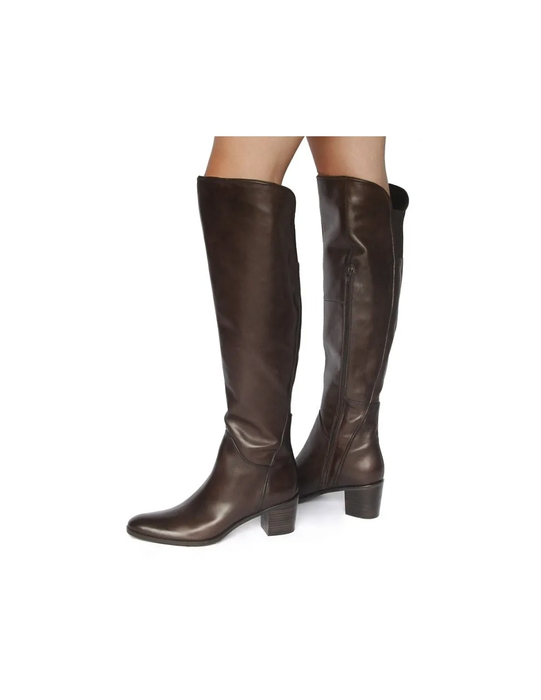 Damskie Bruno Premi kozaki z naturalnej brazowej skory na kolano, prawie jak muszkieterki