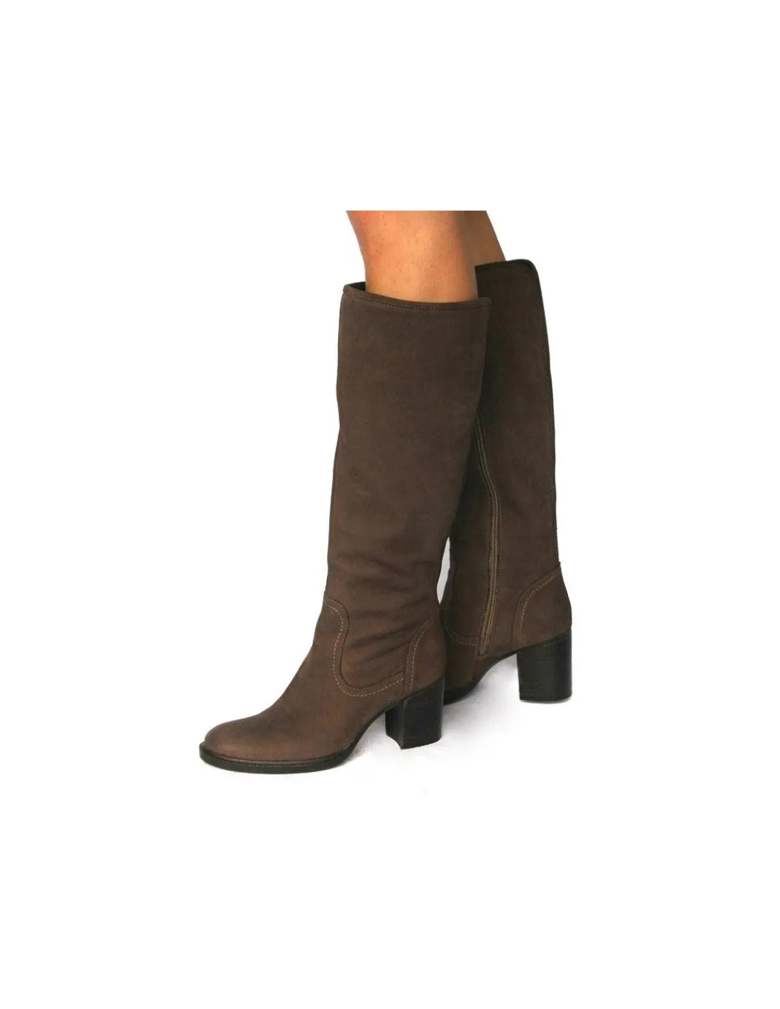 bruno_premi_kozaki_z_natu_2-1.webp Damskie Bruno Premi kozaki z naturalnej brazowej skory nubuk i na stabilnych obcasach