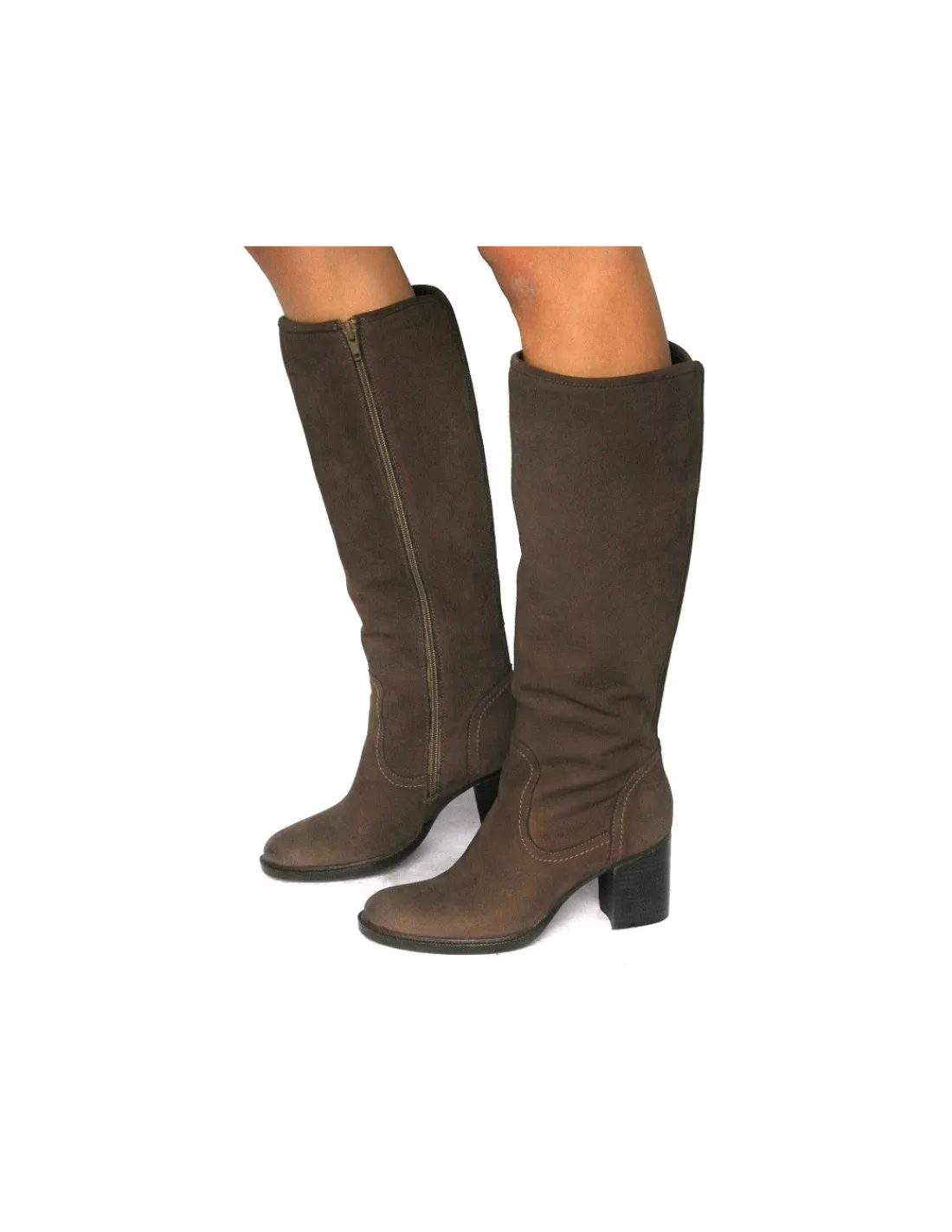 bruno_premi_kozaki_z_natu_3-1.webp Damskie Bruno Premi kozaki z naturalnej brazowej skory nubuk i na stabilnych obcasach