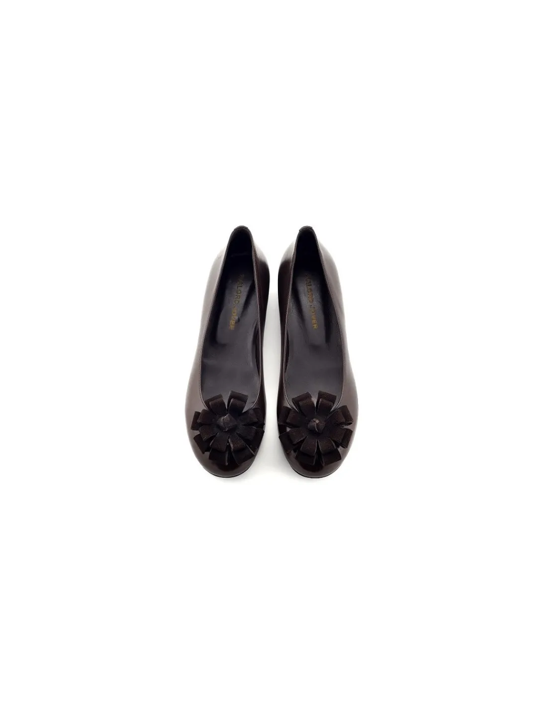 Damskie C.doux c. DOUX baleriny, brazowa naturalna skora, klasyka z ozdobnym skorzanym kwiatkiem