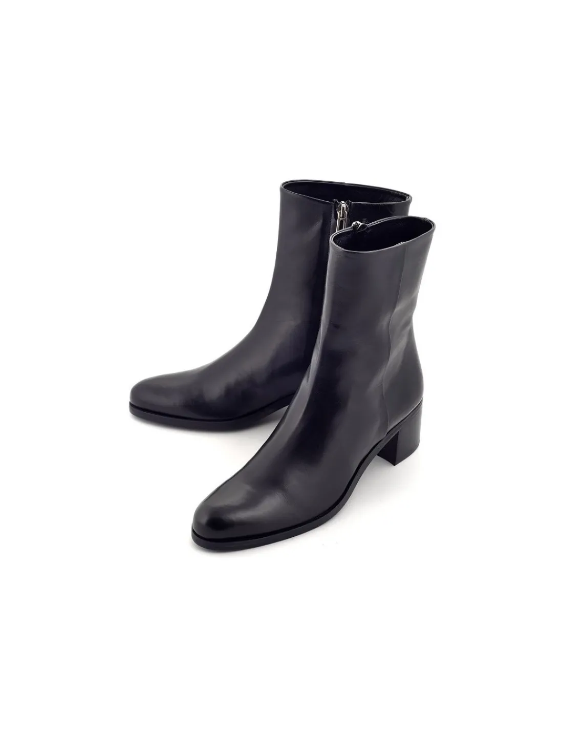 Damskie C.doux c. DOUX botki z miekkiej czarnej skory nappa premium z zamkiem na stabilnych obcasach, minimalizm, klasyka