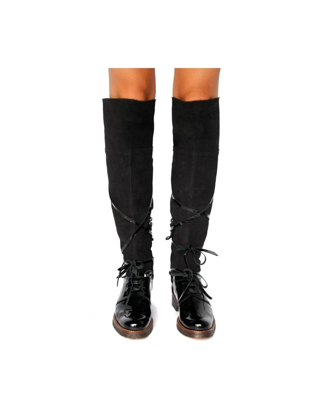 Damskie C.doux c. DOUX kozaki, muszkieterki z naturalnej skory zamszowej i lakierowanej na krepie