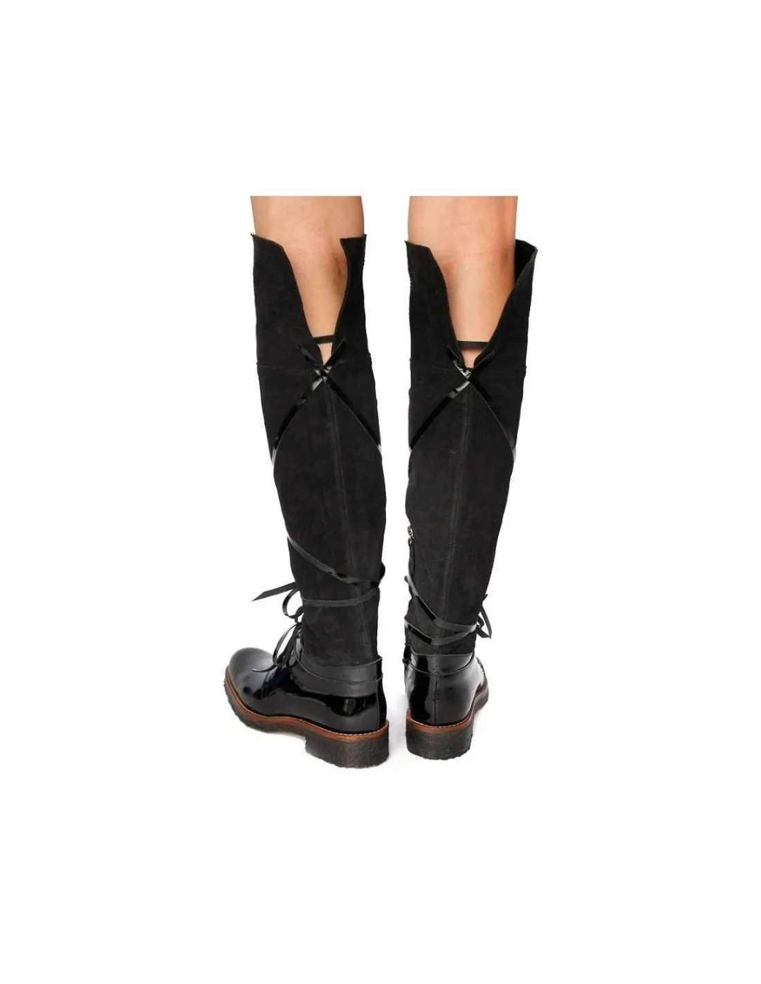 Damskie C.doux c. DOUX kozaki, muszkieterki z naturalnej skory zamszowej i lakierowanej na krepie