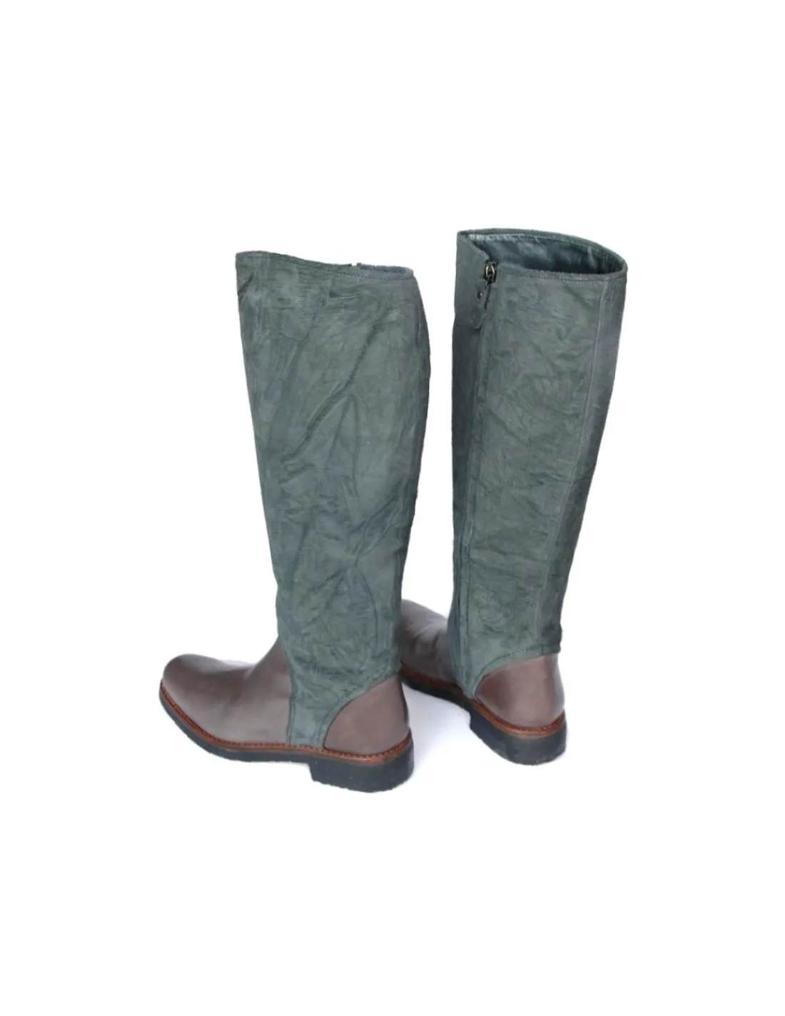 Damskie C.doux c. DOUX oficerki, kozaki z naturalnej skory w szarym kolorze na sloninie, cholewki ze strukturalnej skory nubuk