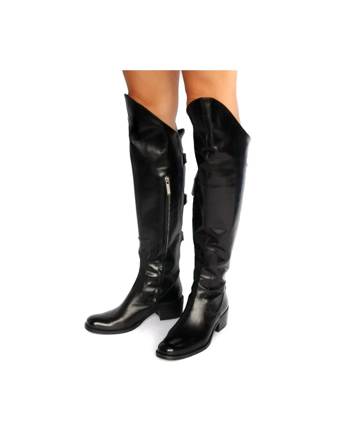 c_doux_kozaki_muszkieterk_3.webp Damskie C.doux c. DOUX kozaki, muszkieterki z naturalnej czarnej skory okraglym nosku i stabilnych obcasach