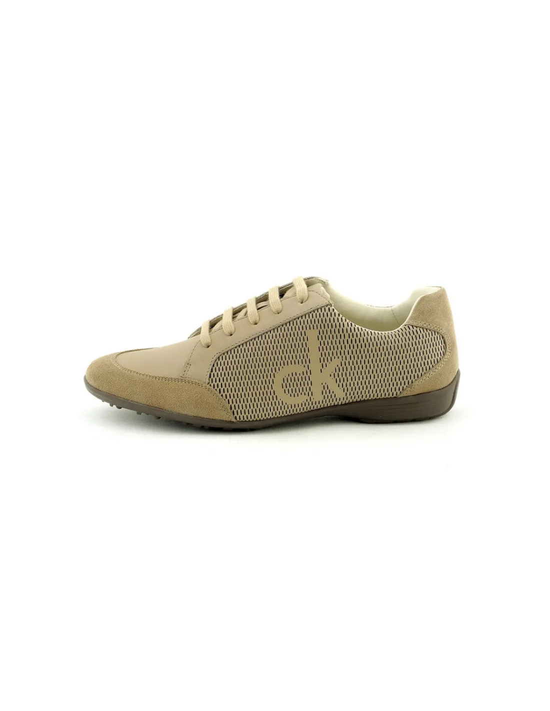 Męskie Calvin Klein sneakers, city casual letnie polbuty ze skory nubuk z azurem i logo CK