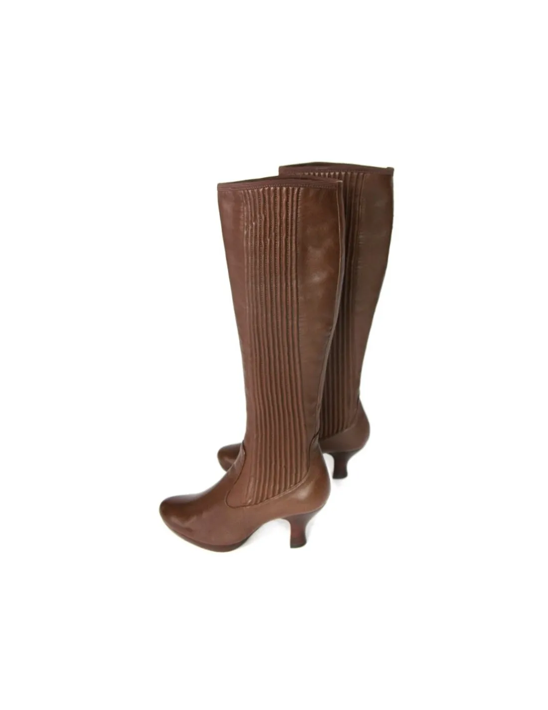 Damskie Clarks kozaki ze skory w kolorze orzechowego brazu z elastyczna cholewka na platformie i kieliszkowym obcasie