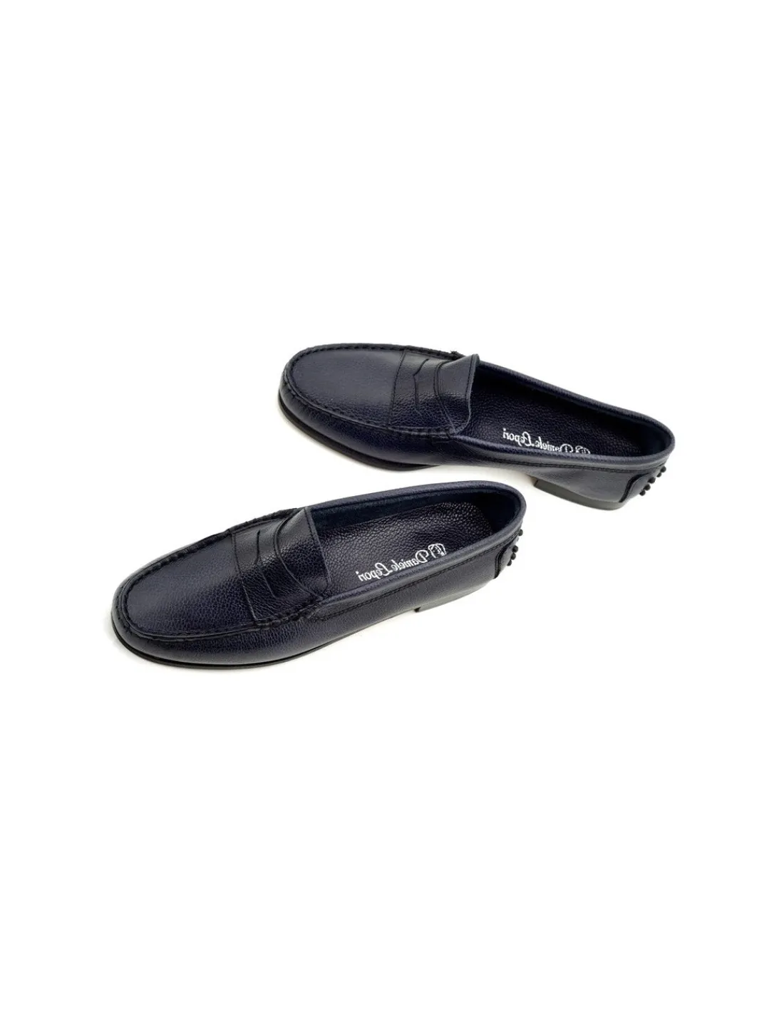Damskie Daniele Lepori granatowe penny loafers , car shoes