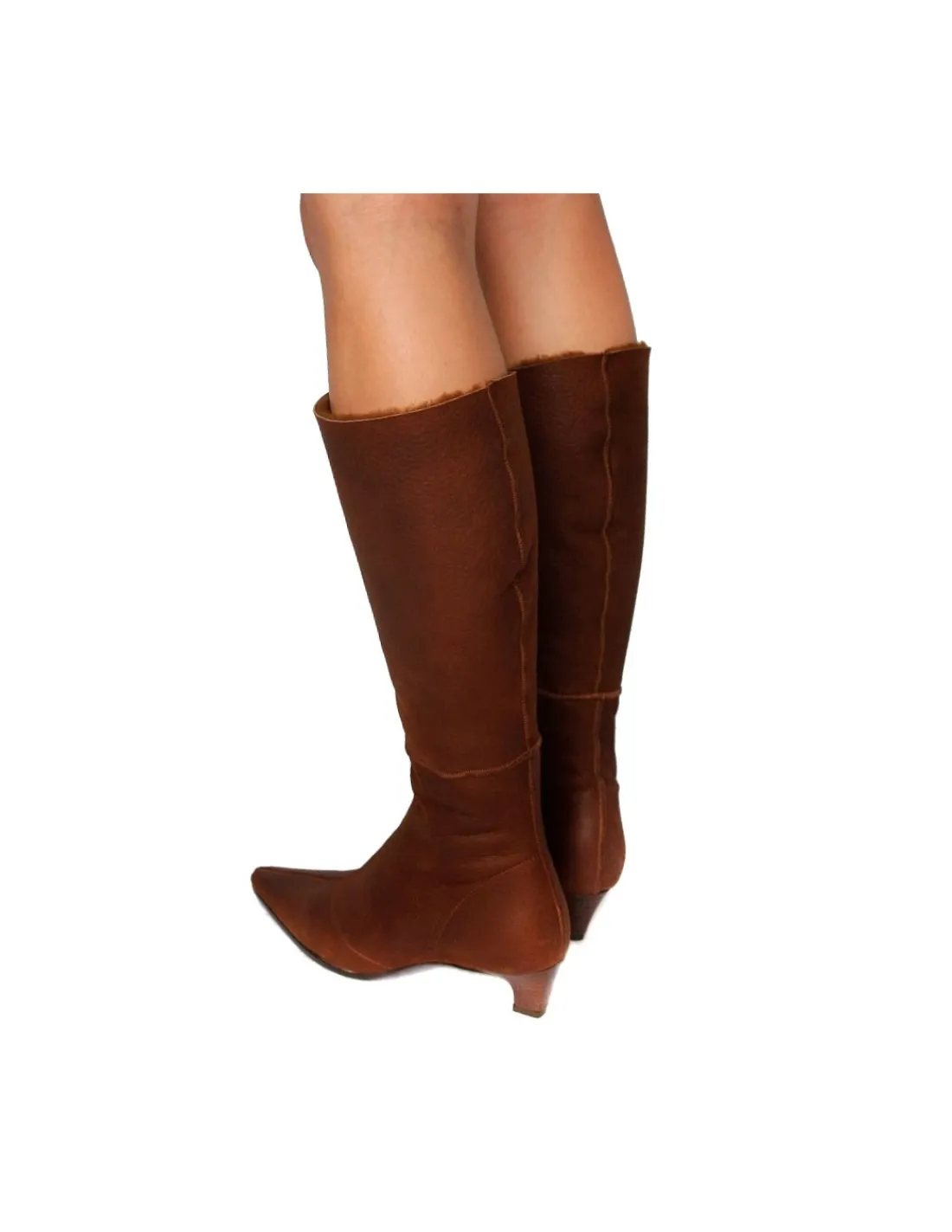 enrico_antinori__kozaki_z_2.webp Damskie Enrico Antinori kozaki z zamkiem, z noskiem w szpic, taliowane z naturalnej skory- brazowy kozuch