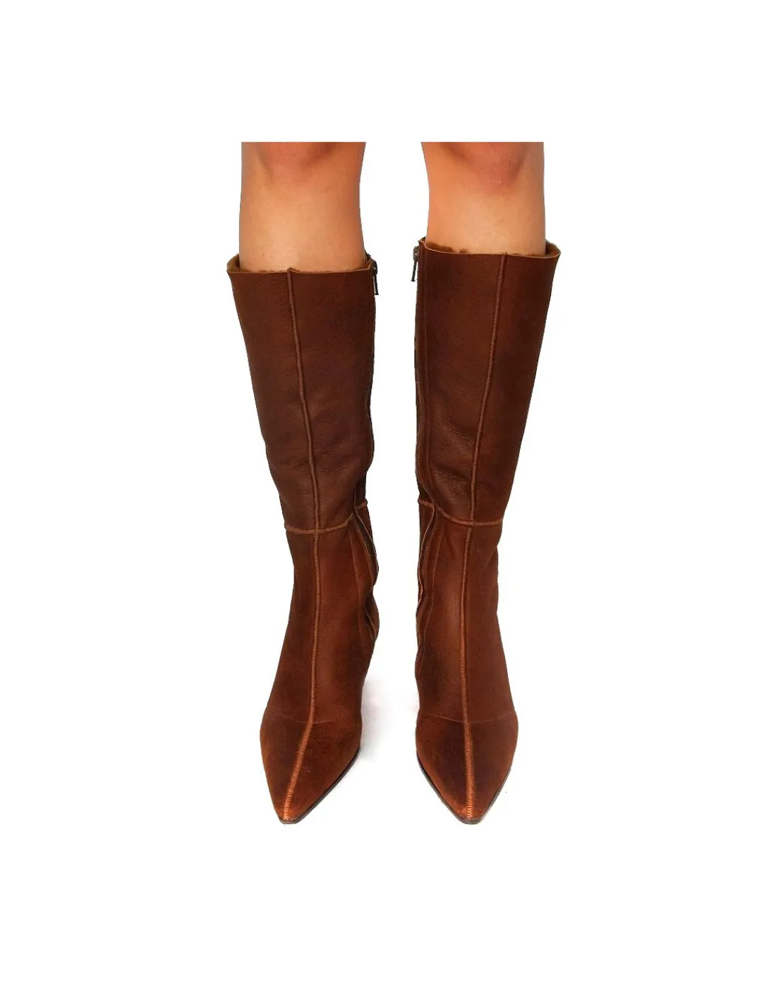 enrico_antinori__kozaki_z_3.webp Damskie Enrico Antinori kozaki z zamkiem, z noskiem w szpic, taliowane z naturalnej skory- brazowy kozuch