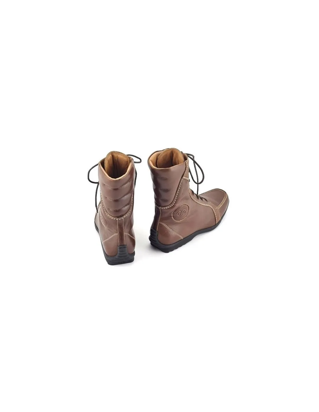 Damskie Escada botki bokserki wcale nie zimowe z brazowej miekkiej skory nappa, sznurowane powyzej kostek