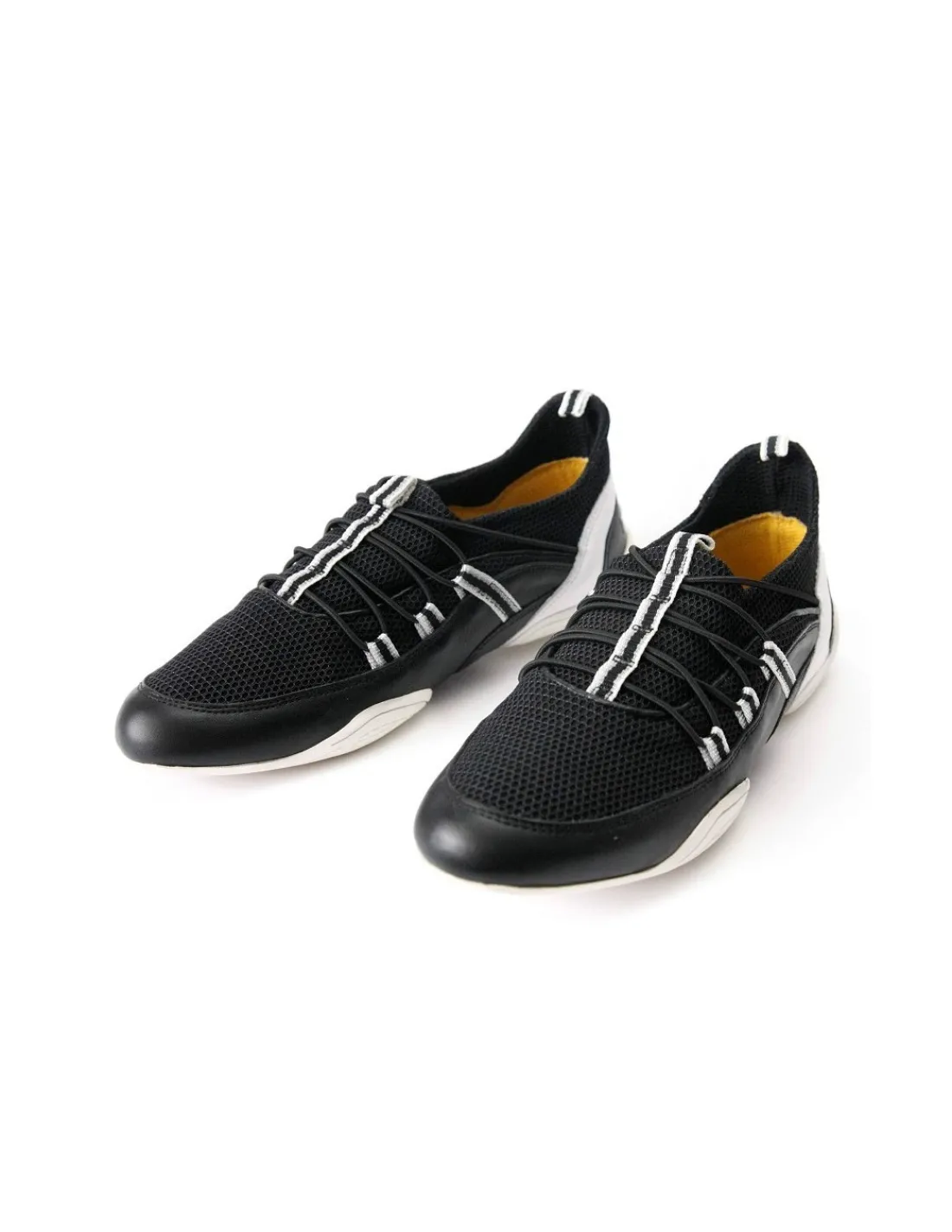 Damskie Escada sneakers, wsuwane czarno- biale buty ze sportowym zacieciem skora i tkanina