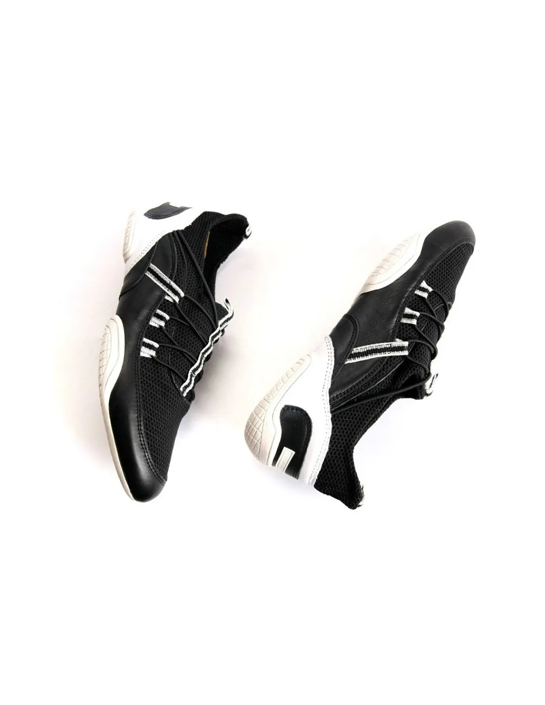 escada_sneakers_wsuwane_c_5.webp Damskie Escada sneakers, wsuwane czarno- biale buty ze sportowym zacieciem skora i tkanina