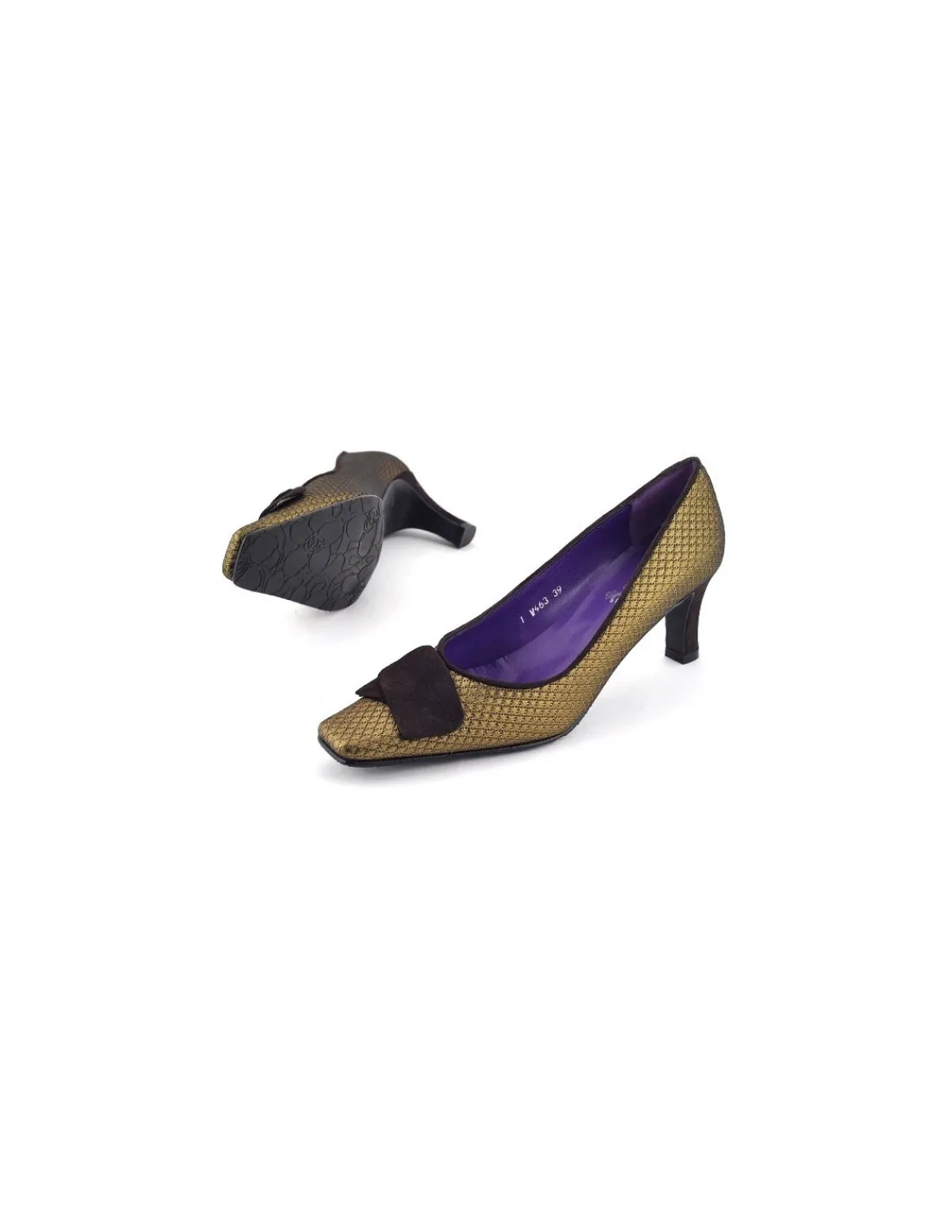 fe__czolenka_pikowane_tk_3.webp Damskie 100% Fe czolenka pikowane tkanina stare zloto i naturalna skora