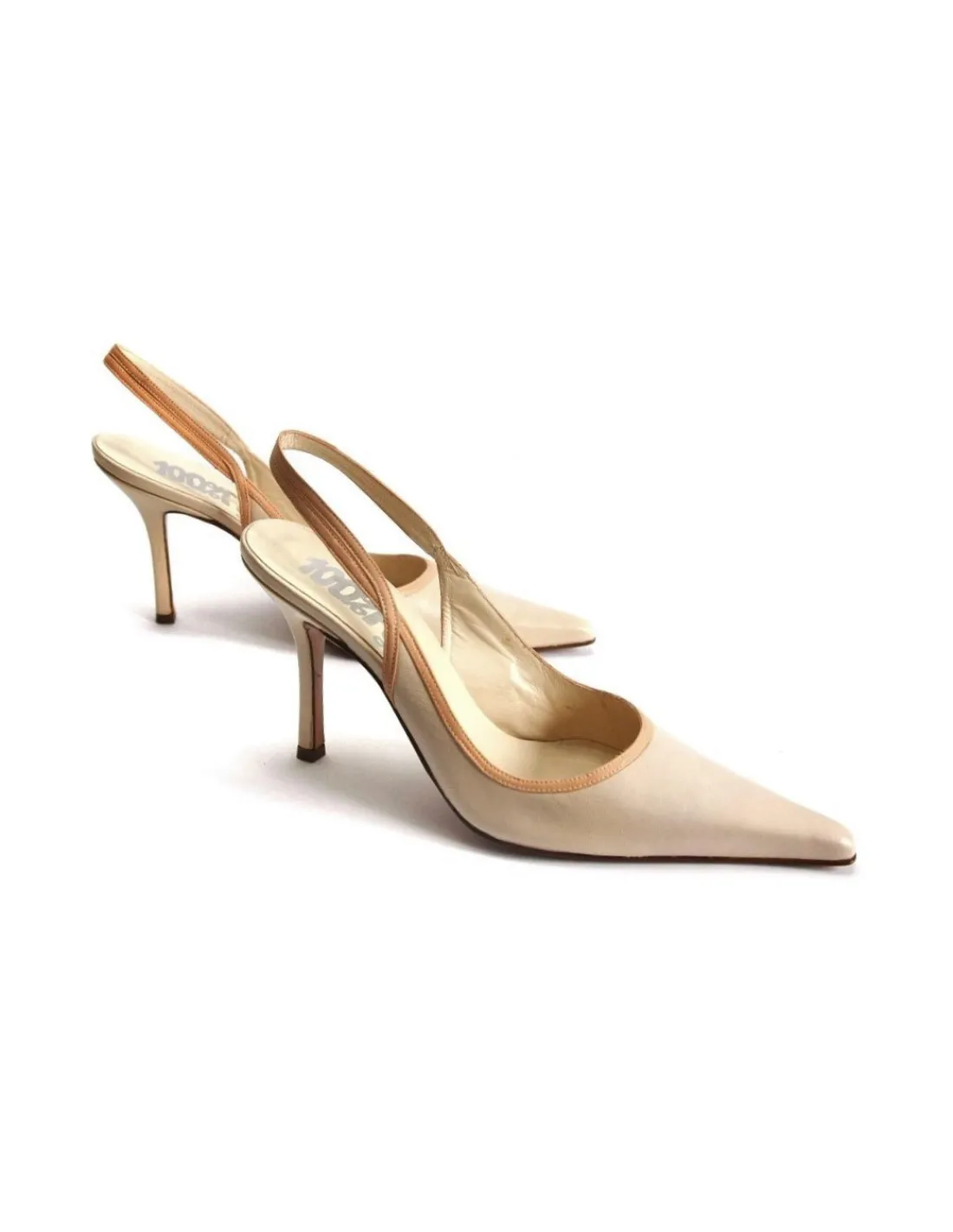 Damskie 100% Fe czolenka slingback w calosci skorzane, pastelowe kolory, bez piet i wysokie szpilki