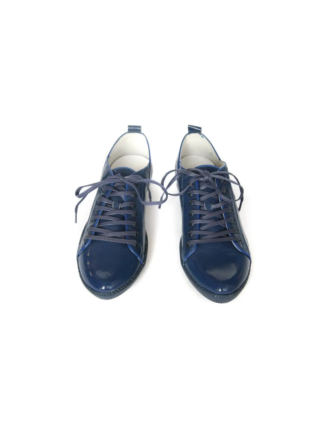 Męskie Fly London sneakers niebieskie skorzane lakierowane i sznurowane