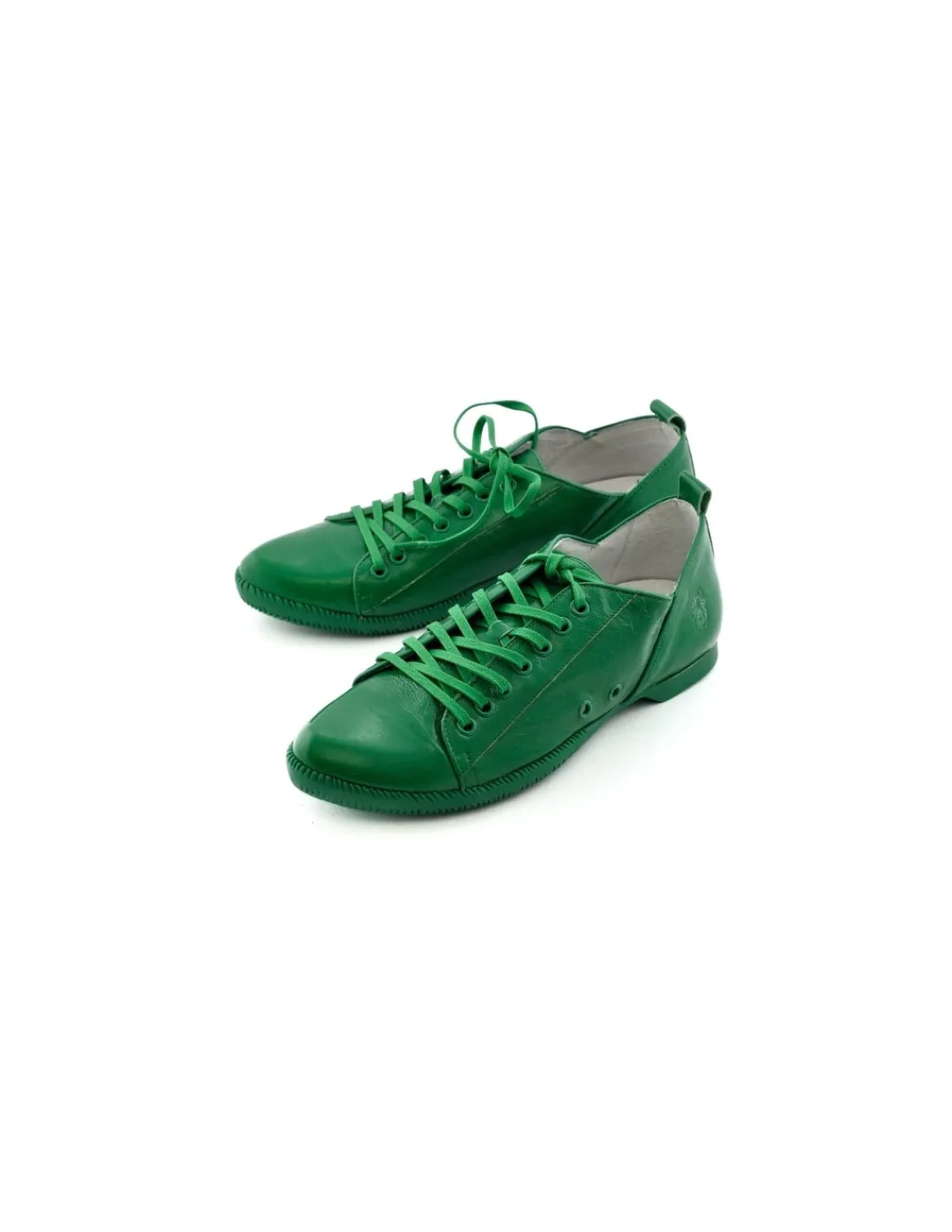 Męskie Fly London zielone sneakers z lakierowanej skory na zielonych zelowkach