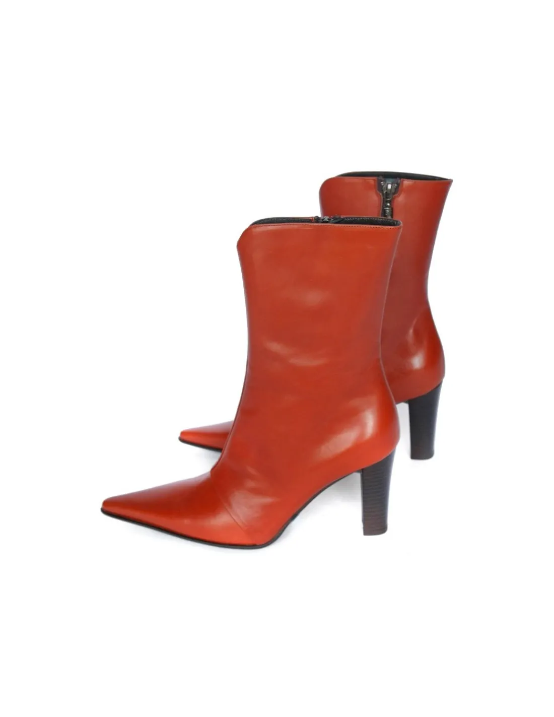 Damskie Giorgio Fabiani botki skorzane z zameczkiem z noskami w szpic na stabilnych obcasach