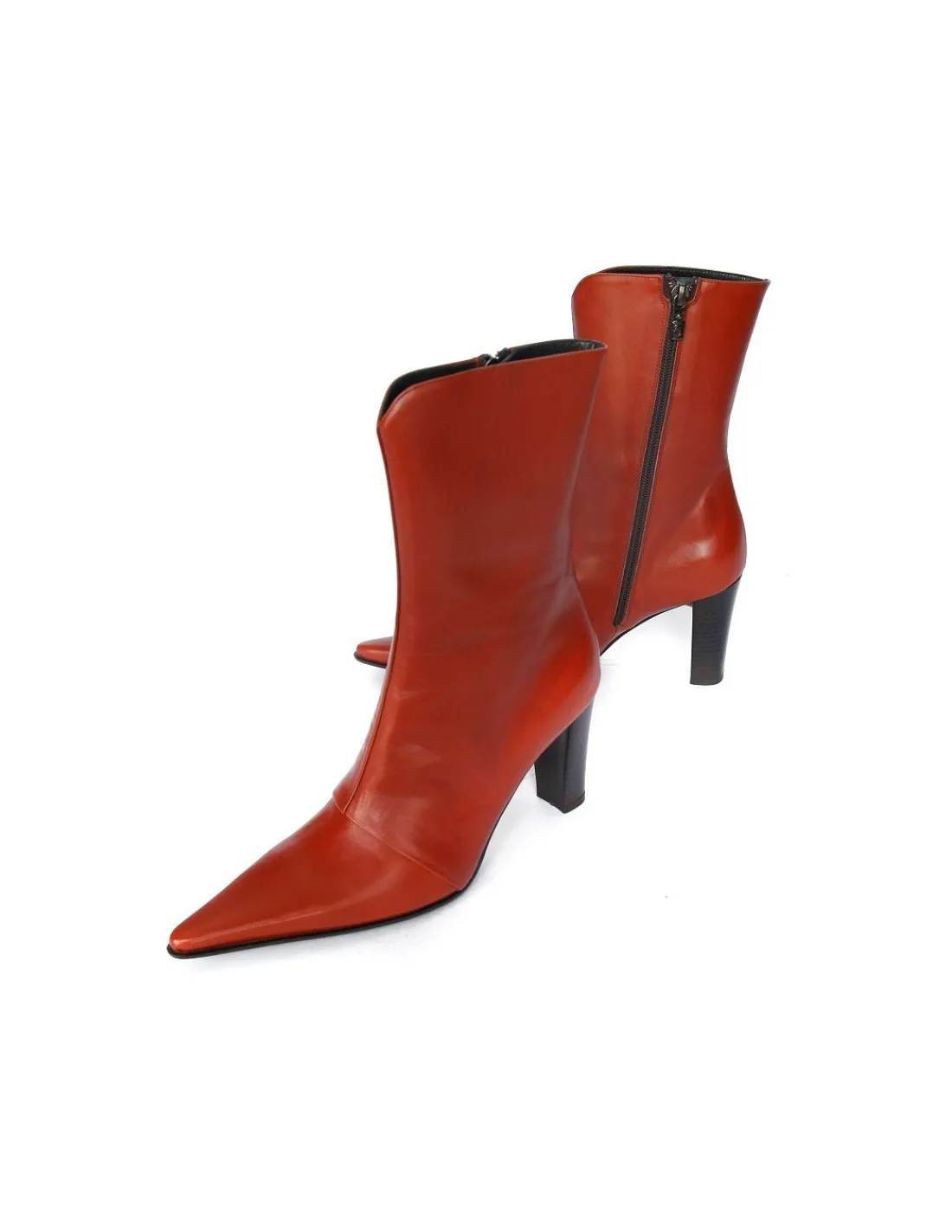 Damskie Giorgio Fabiani botki skorzane z zameczkiem z noskami w szpic na stabilnych obcasach