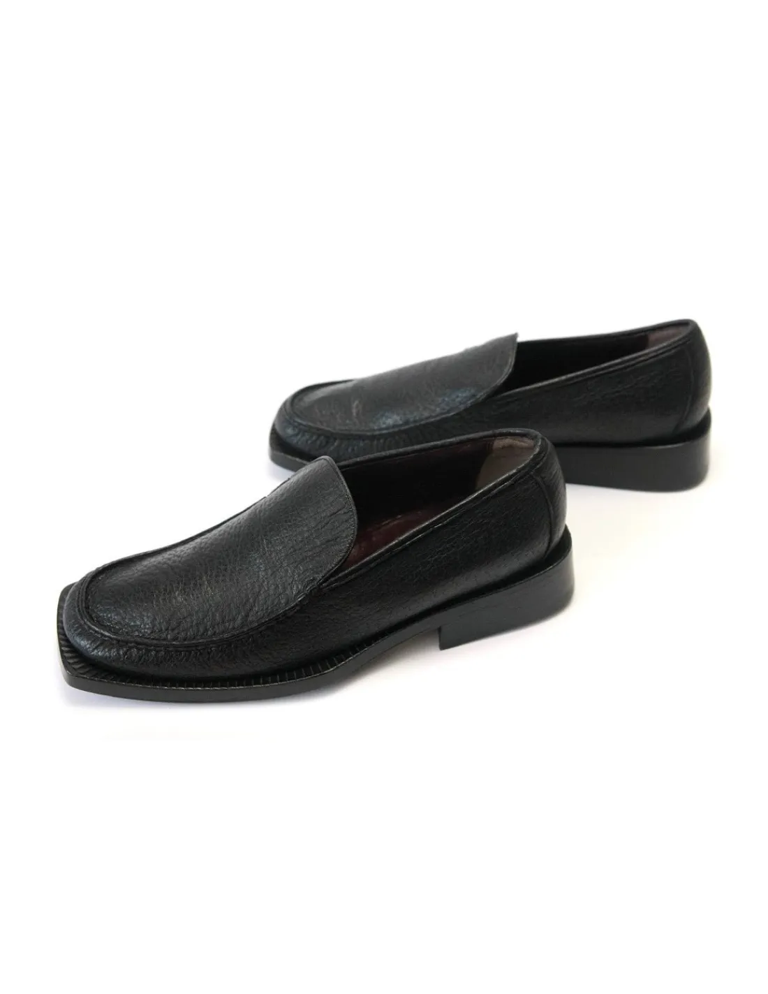 Męskie Giorgio Fornasiero wsuwane polbuty loafers skora pekari czarna, hand made