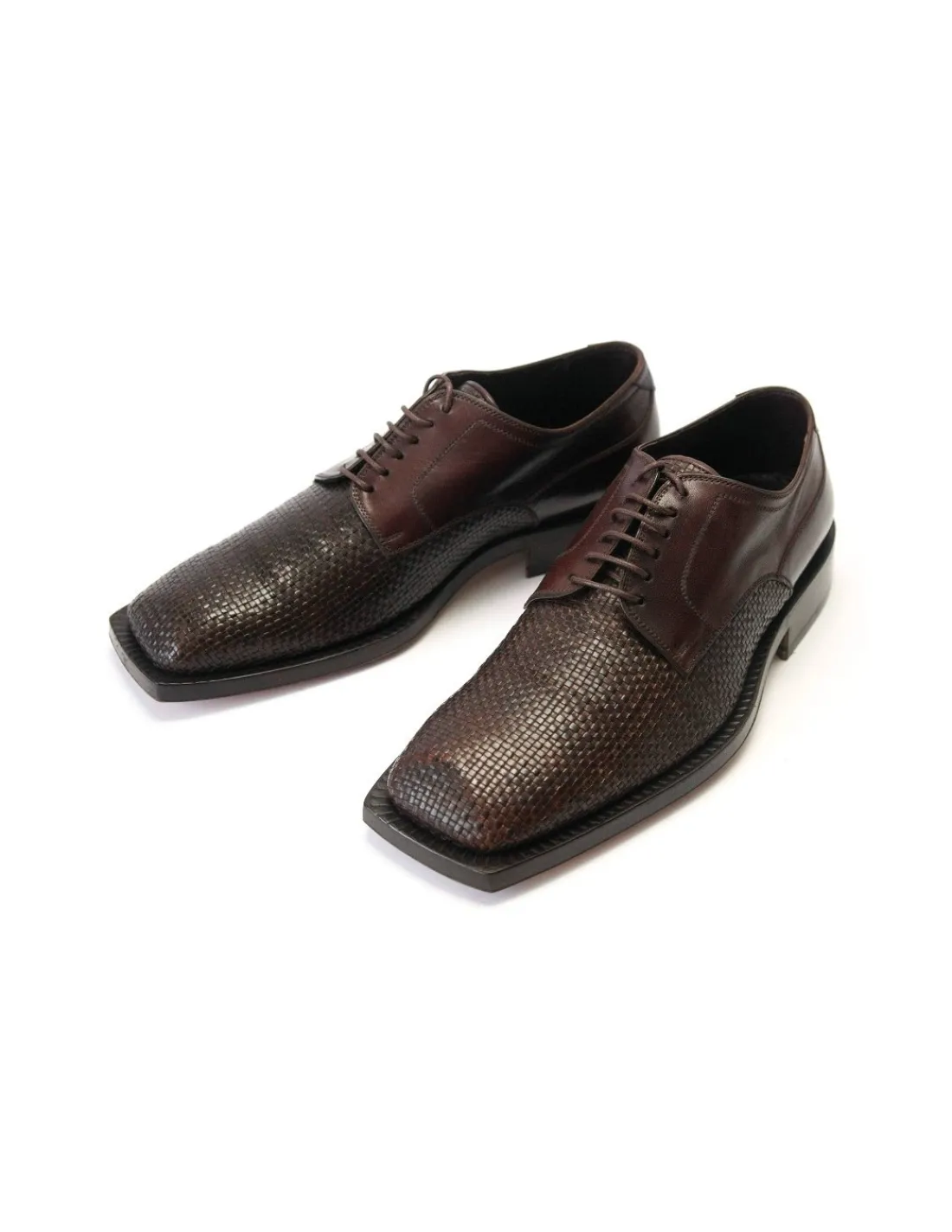 Męskie Giorgio Fornasiero polbuty derby, brazowa pleciona naturalna skora na skorzanych zelowkach