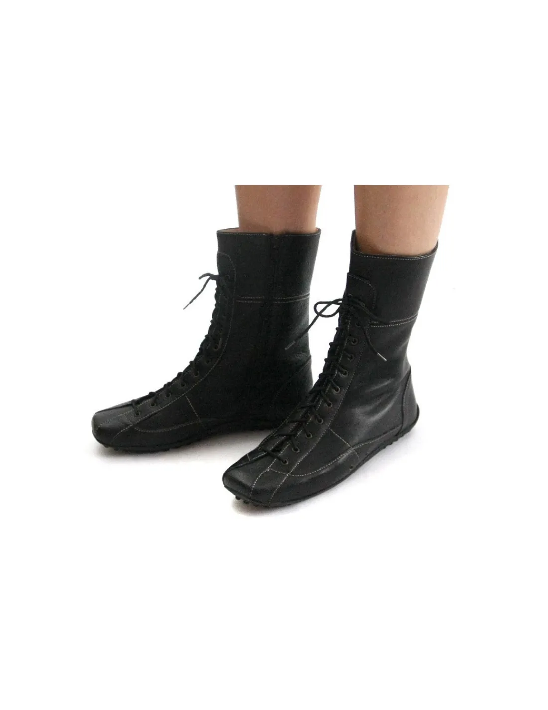 Damskie Graffiti botki, bokserki urban casual, czarne skorzane z zamkiem, zelowki car shoes
