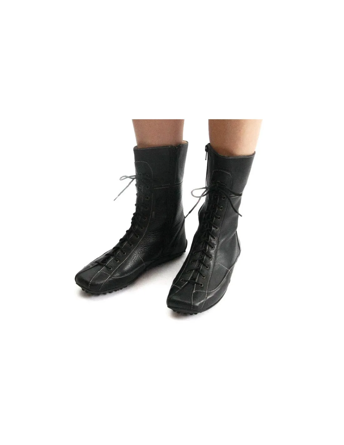 Damskie Graffiti botki, bokserki urban casual, czarne skorzane z zamkiem, zelowki car shoes