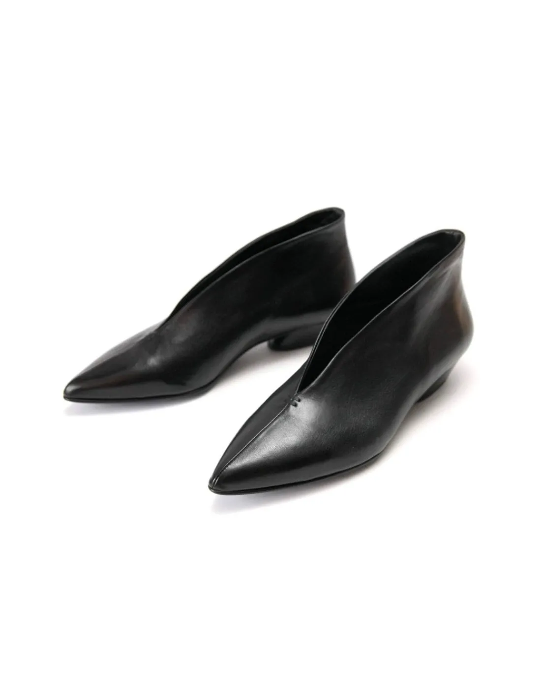 Damskie Halmanera polbuty czarne z miekkiej naturalnej skory na niskich obcasach