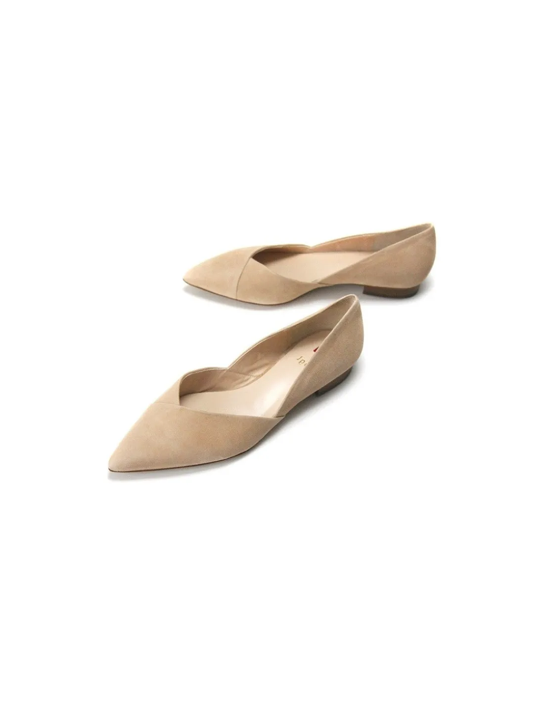 Damskie HOGL baleriny z naturalnego zamszu, bezowe, klasyka w dobrym stylu