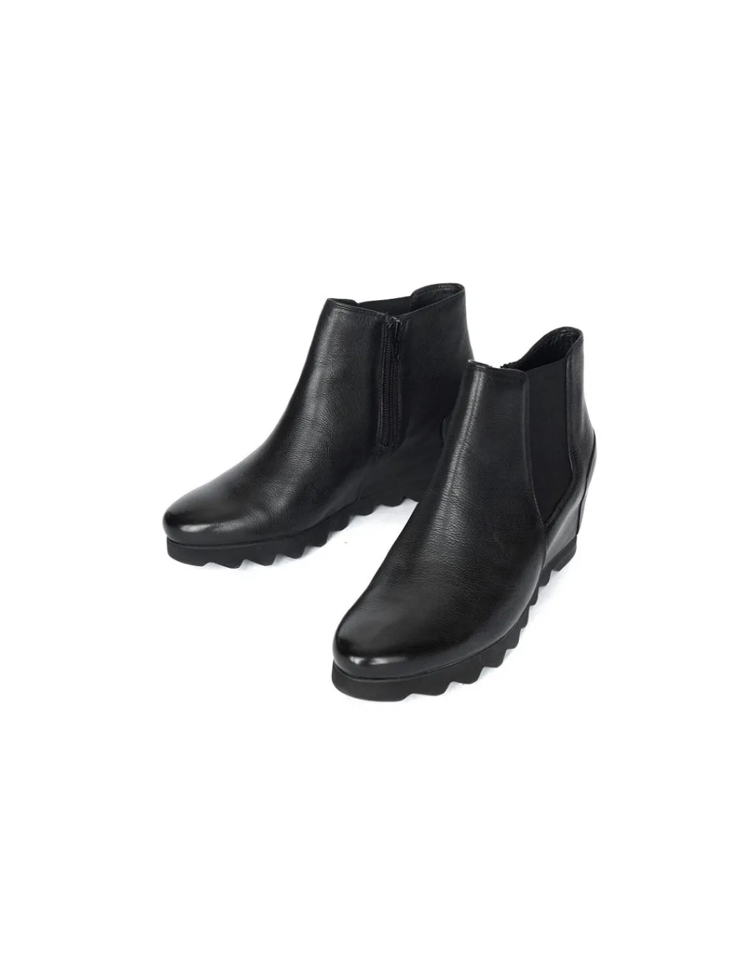 Damskie HOGL botki, sztyblety i niski koturn z naturalnej czarnej skory bydlecej, komfortowe