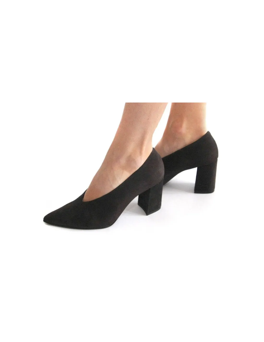 Damskie HOGL czolenka na slupku, grafitowa szarosc naturalny zamsz