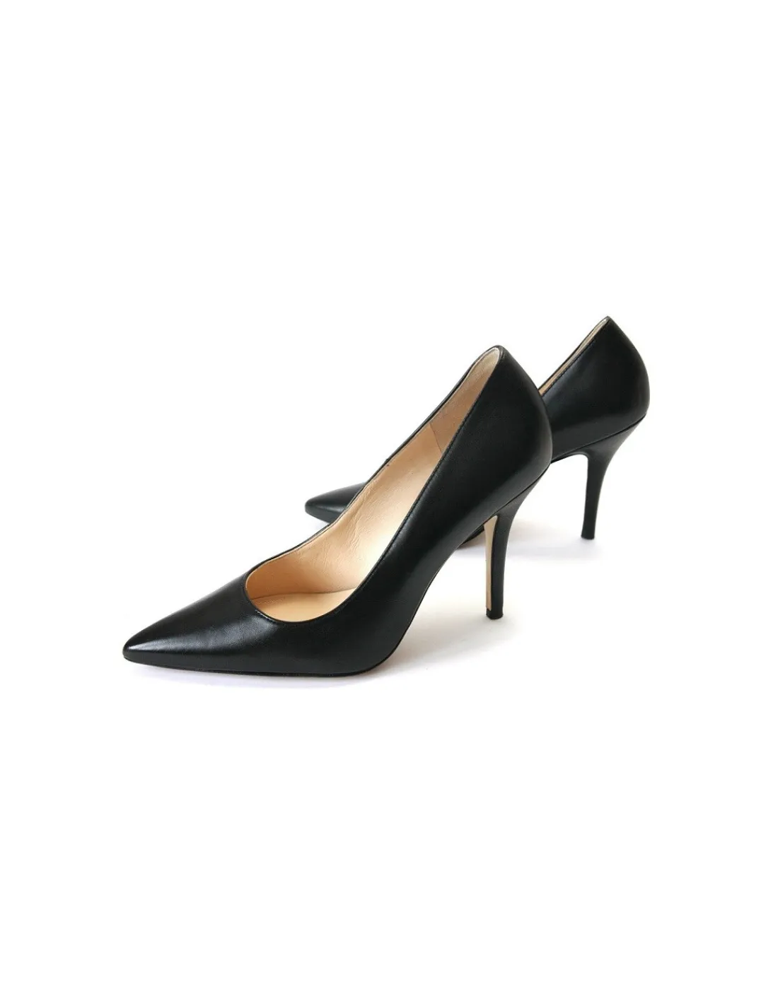 Damskie HOGL czolenka z naturalnej czarnej skory na wysokich szpilkach, klasyka minimalizm i elegancja