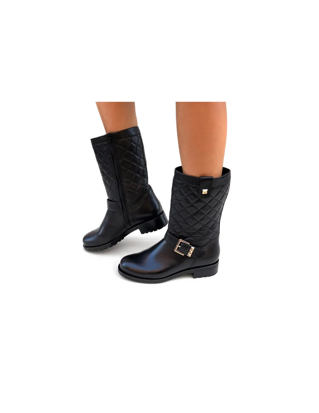 hogl_kozaki_botki_pikowan_3.webp Damskie HOGL kozaki botki, pikowana czarna skora licowa, zamek i zelowki z protektorem