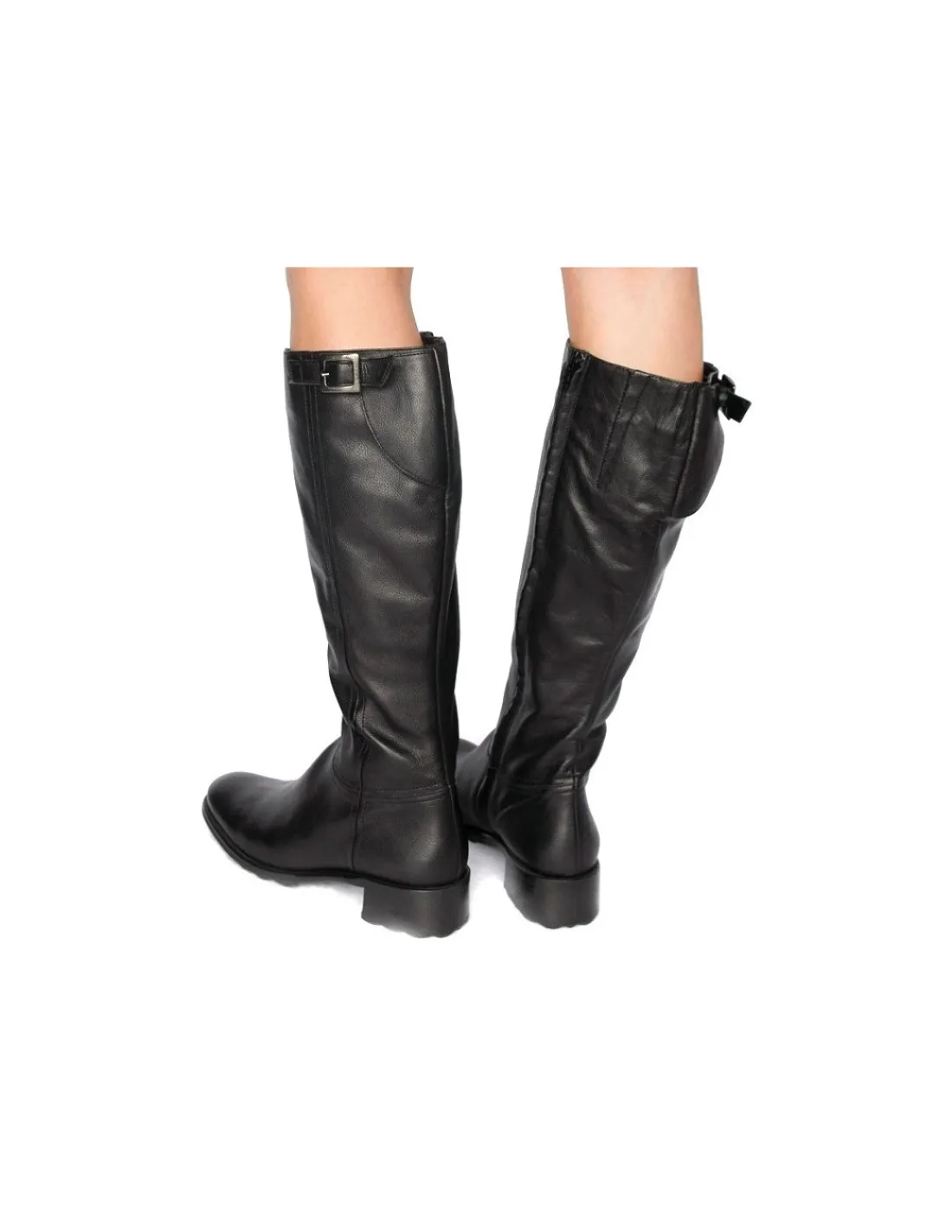 Damskie HOGL kozaki klasyczna linia, oficerki z miekkiej skory z okraglymi noskami na plaskich obcasach