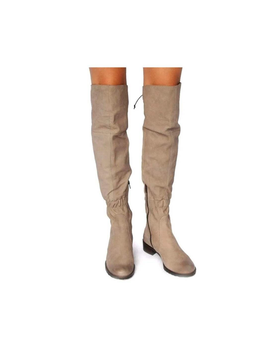 Damskie HOGL kozaki, muszkieterki z naturalnej antykowanej skory nubuk, zimny bez