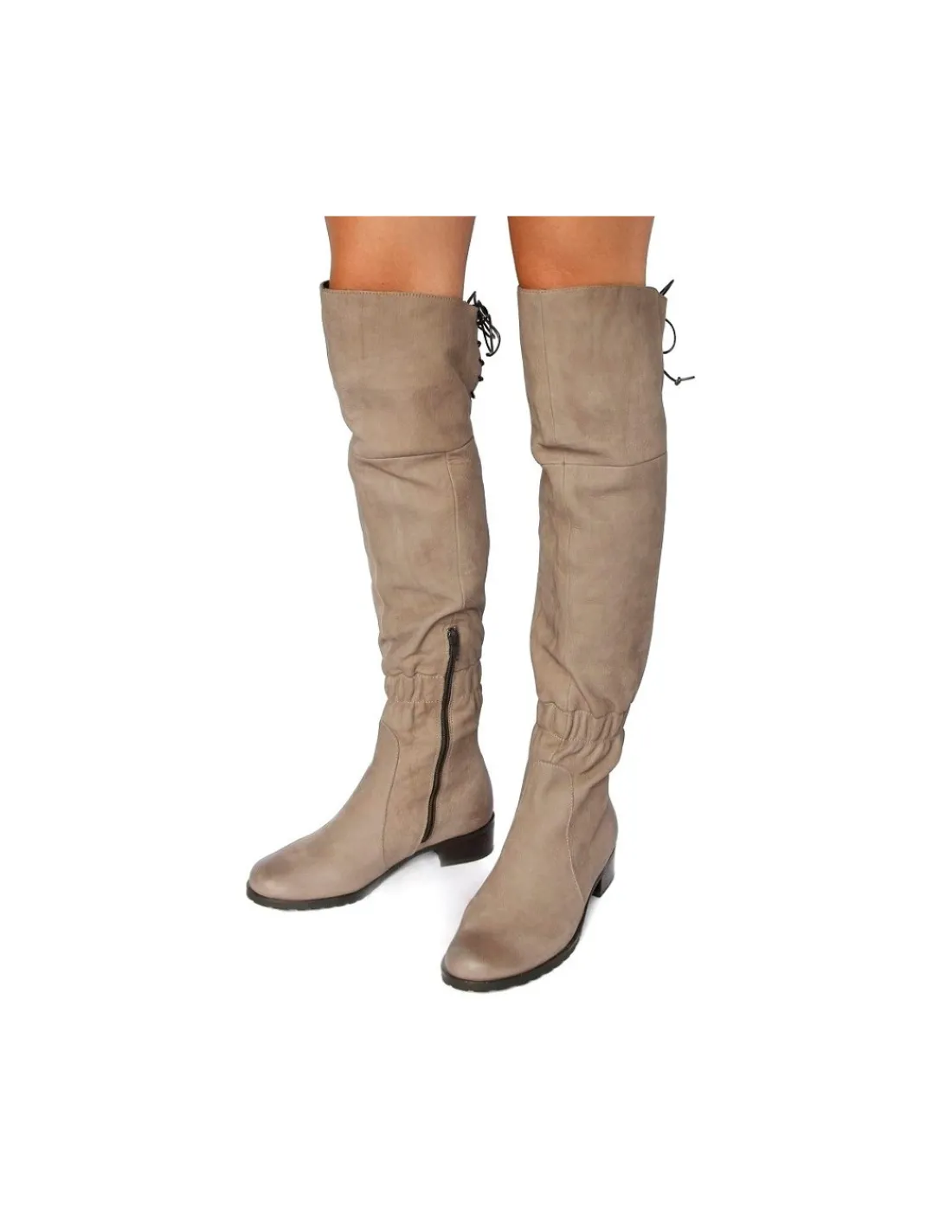 Damskie HOGL kozaki, muszkieterki z naturalnej antykowanej skory nubuk, zimny bez