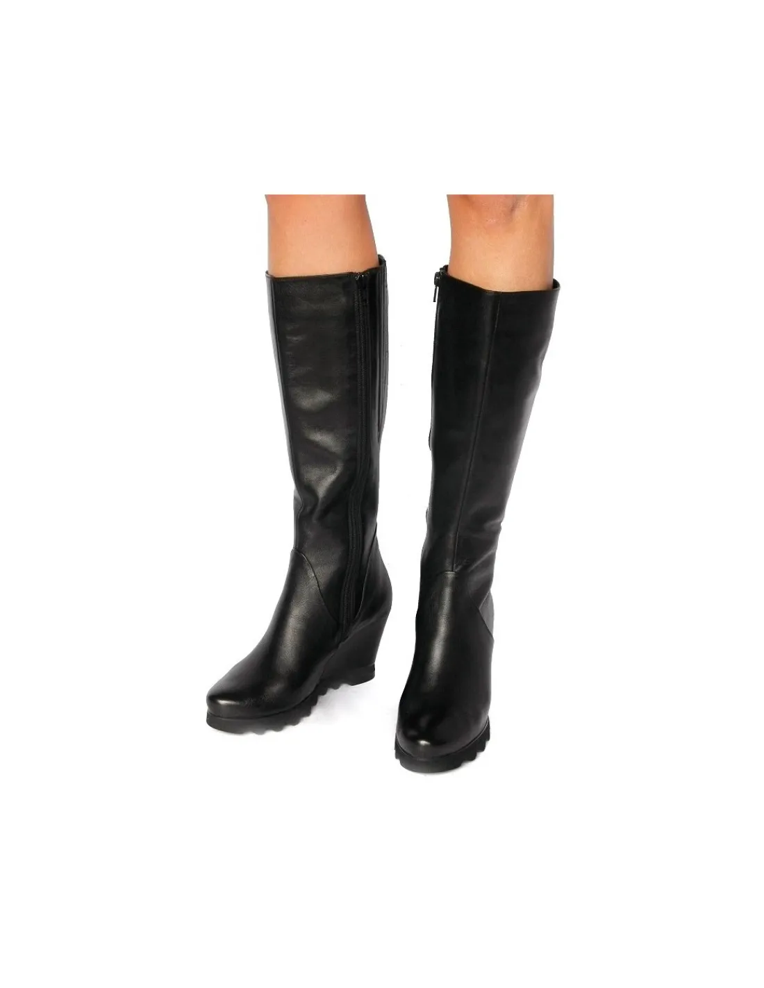 hogl_kozaki_z_naturalnej__3.webp Damskie HOGL kozaki z naturalnej czarnej skory komfortowy koturn i gumowe zelowki z protektorem