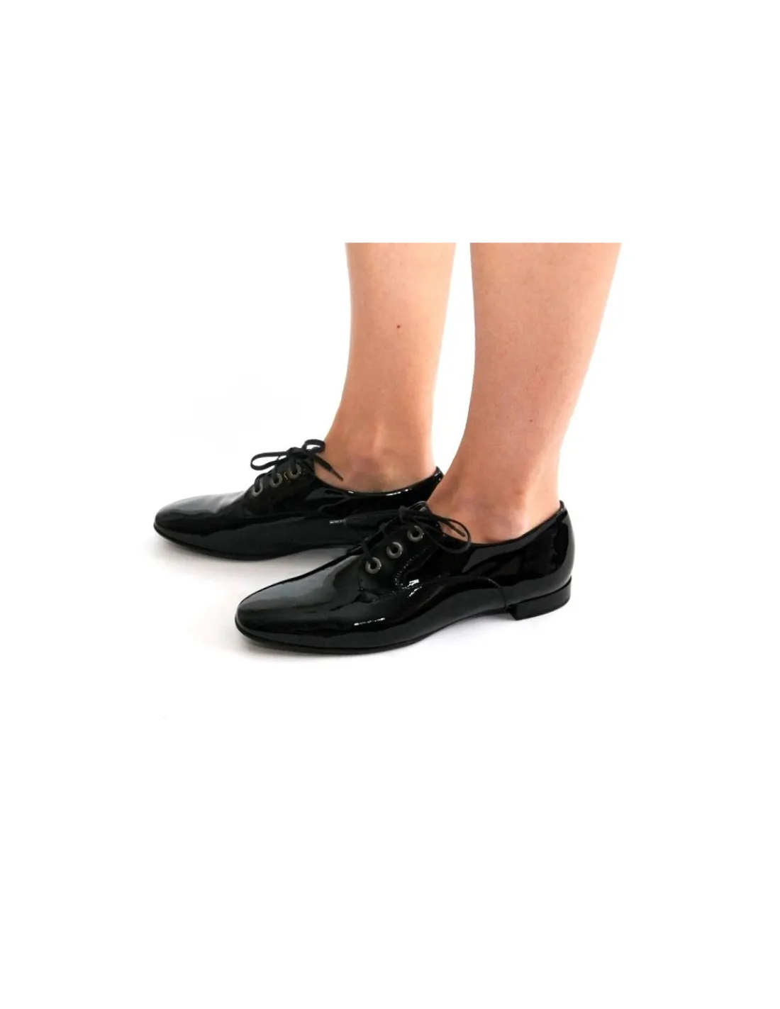 Damskie HOGL polbuty derby , skora naturalna lakierowana czarna, klasyka stylu