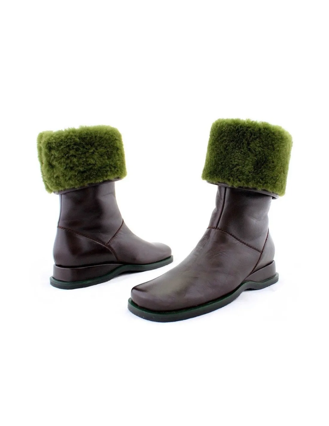 Damskie Mario Bologna B&B MARIO BOLOGNA kozaki 3/4 z naturalnej skory brazowej ocieplone kozuchem, wygodne kwadratowe noski