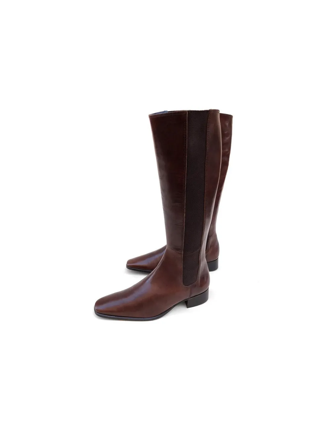 Damskie Marisa Rey kozaki, brazowa naturalna skora antykowana, wsuwane na wzor sztybletow zgrabna klasyka