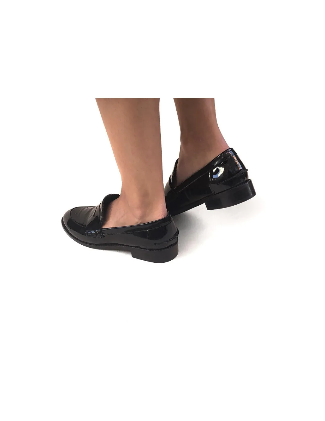 Damskie Marisa Rey mokasyny, peny-loafers z lakierowanej naturalnej skory, caloroczne klasyka