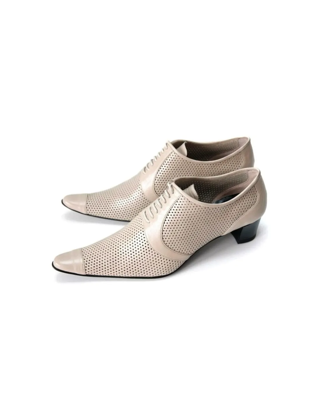 Damskie Obeline polbuty oxford, bezowa azurowa skora miekka komfortowa forma