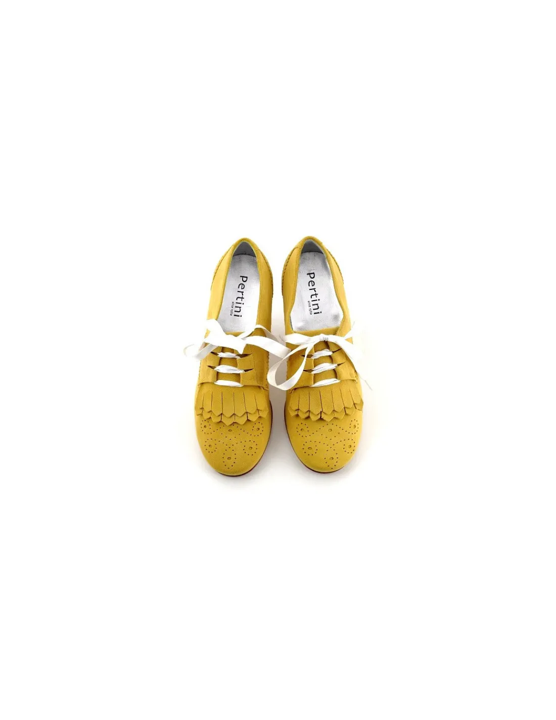 pertini_polbuty_derby_zol_2.webp Damskie Pertini polbuty derby, zolty naturalny nubuk, skorzane zelowki flexi, super komfort