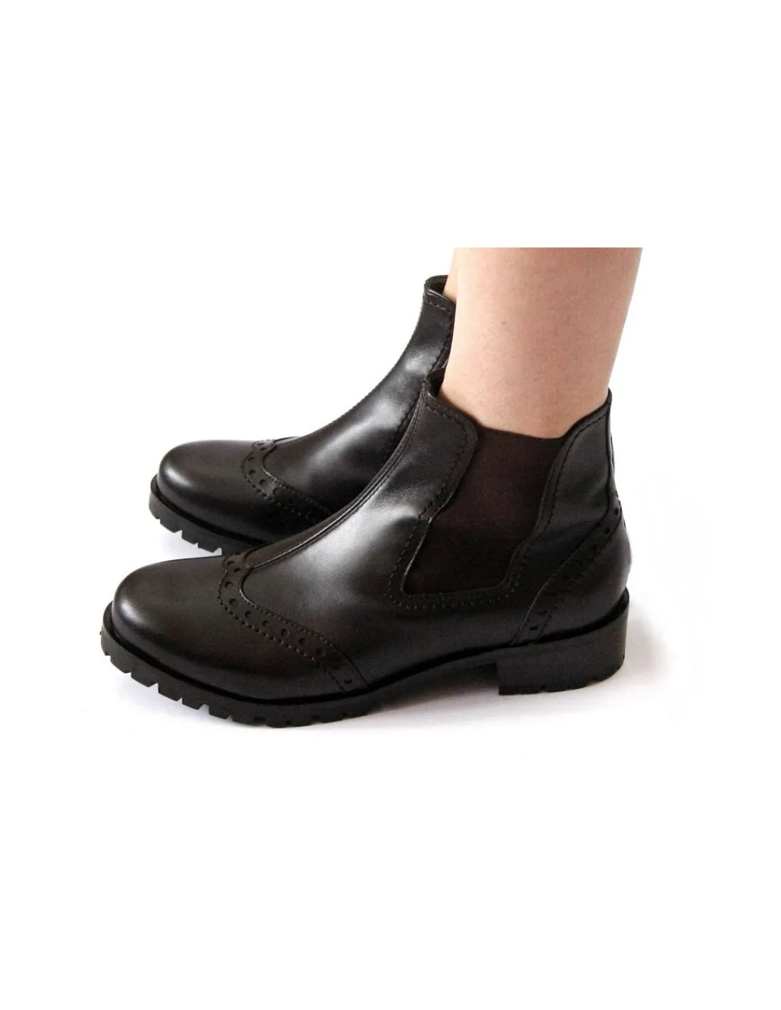 Damskie Peter Kaiser botki wsuwane, sztyblety, brazowa naturalna skora, klasyka niskie zelowki Vibram